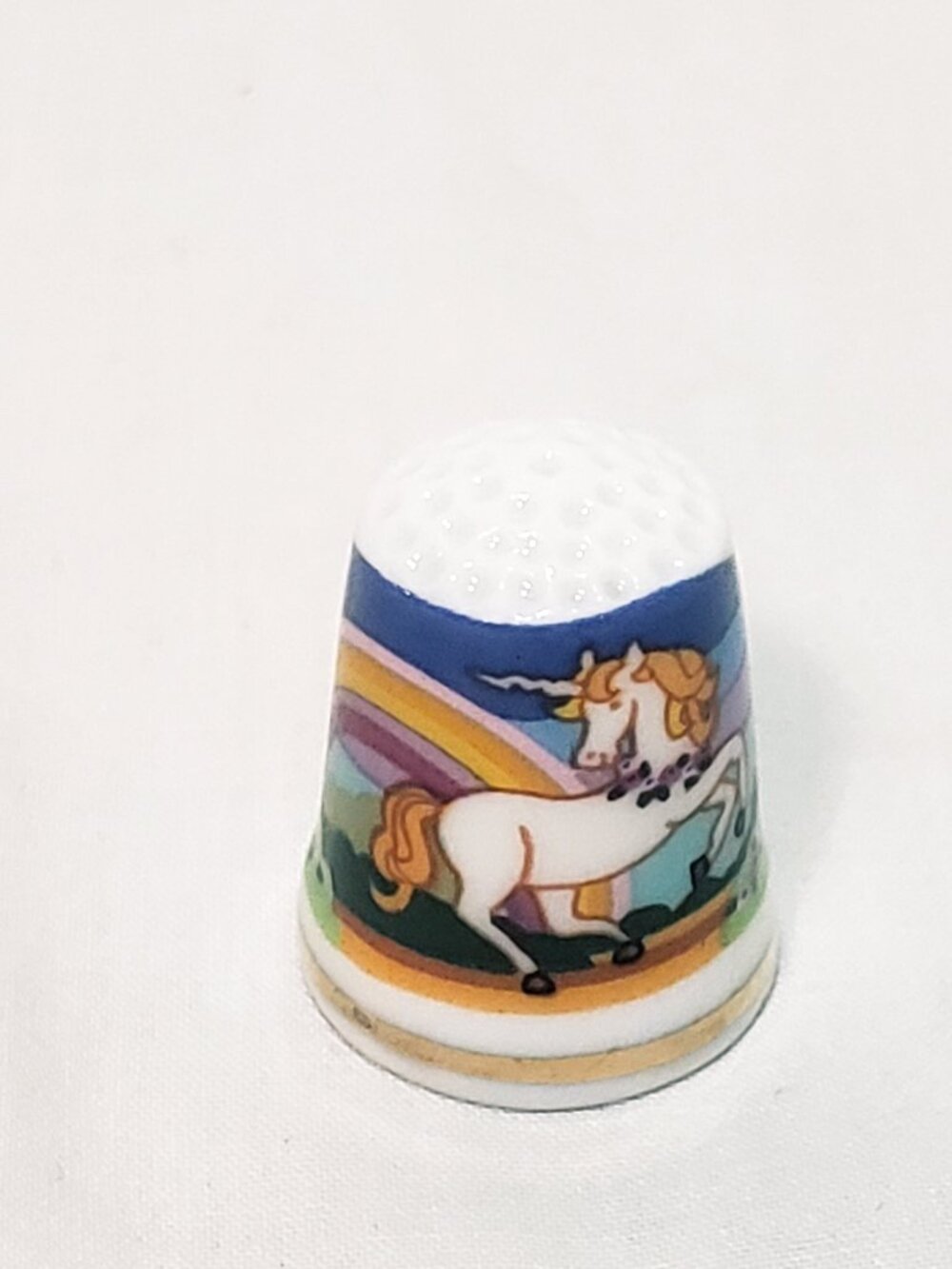 Unicorn Rainbow Thimble Souvenir Porcelain Vintage 1" The Creative Circle